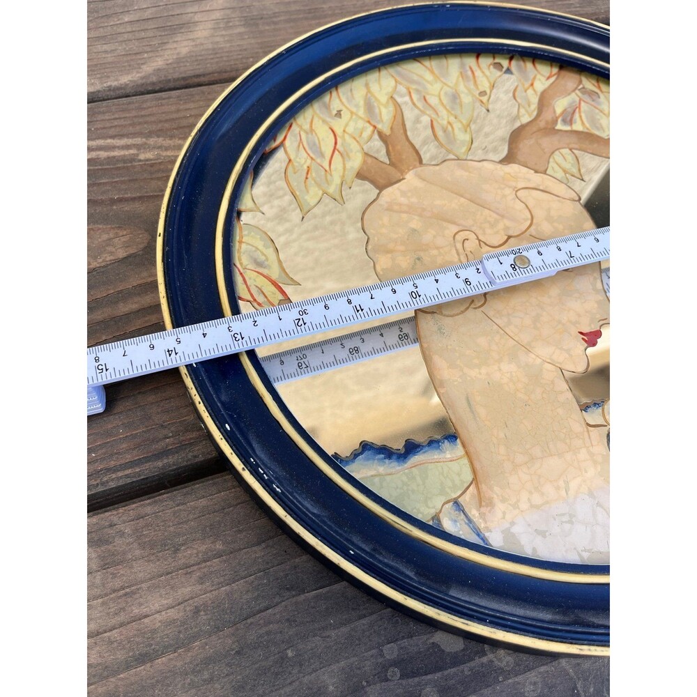 Antique reverse painted mirror 14” - Picture 3 of 4